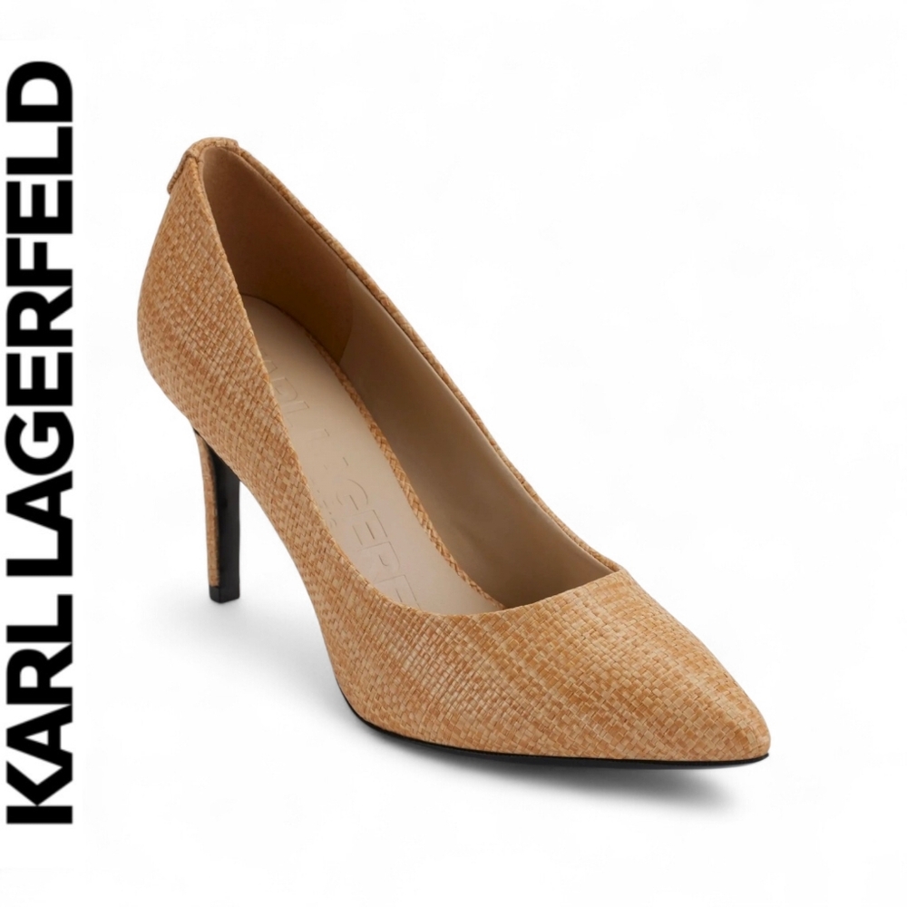 Karl Lagerfeld 'Royale' Pump Raffia Spring Neutral Womens Size 8 NEW NIB